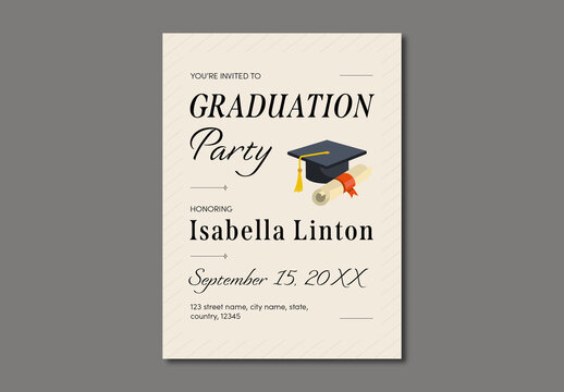Black And Beige Graduation Party Invitation Elegant Event Template