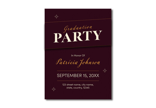 Red Wine And Yellow Elegant Graduation Party Invitations
