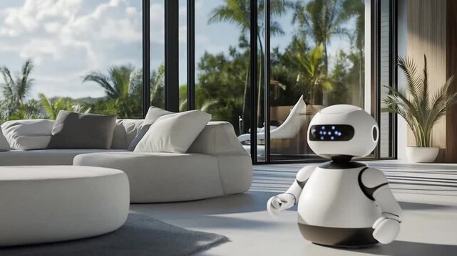 Futuristic harmony where robotics and nature coexist in elegant tranquility
