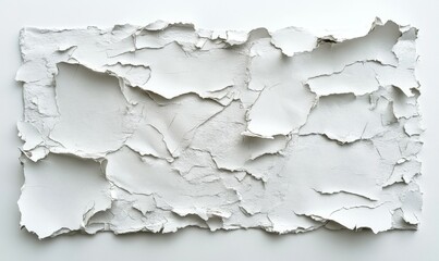 The background is white. Texture of paper with kinks and dents, old and dilapidated.