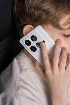 Talking on Smartphone with White Case Close to Ear