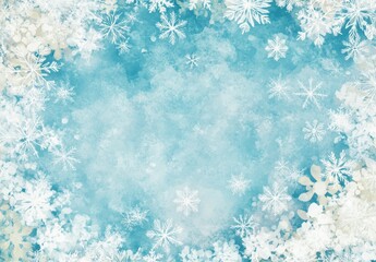Winter snowflake border on teal background