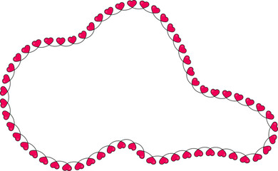 Irregular curved shape with an uneven heart-connected border forming a distinctive decorative contour.