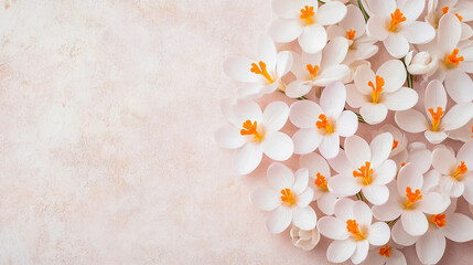 beautiful crocus flowers background with copy space and text space ai generated 