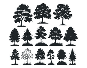 Fototapeta premium Simple Ash Tree Silhouettes – Vector Isolated