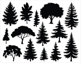 Obraz premium Stylized Ash Tree Silhouettes for Vector Art