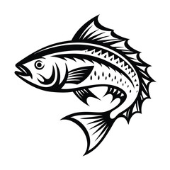 Black Fish, Silhouette Art. Simple, Monochrome, Isolated, Underwater Creature