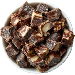 Bowl Filled With Assorted Candy Bar Chunks on a Transparent Background PNG