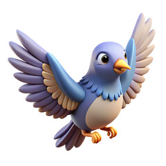 blue bird on white background 3d