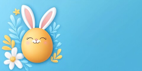 Obraz premium Happy Easter Bunny Egg Design With Flowers