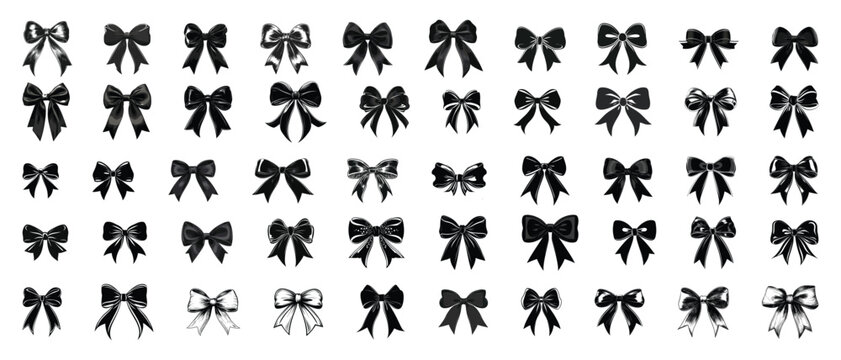 Set of collection bow ribbon Isolated vector illustration editable