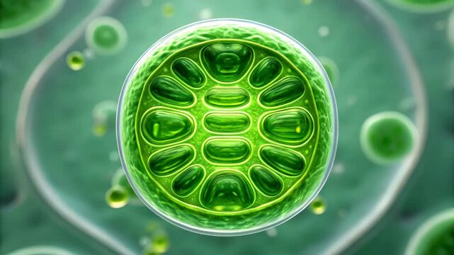A digital rendering showcasing a chloroplast within a plant cell.