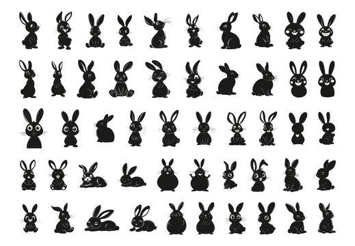 Set of collection rabbit Isolated vector illustration editable
