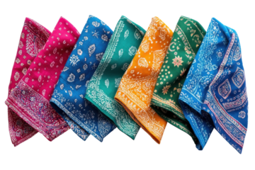 Vibrant paisley bandanas in a colorful array showcasing rich textures and bold patterns with soft