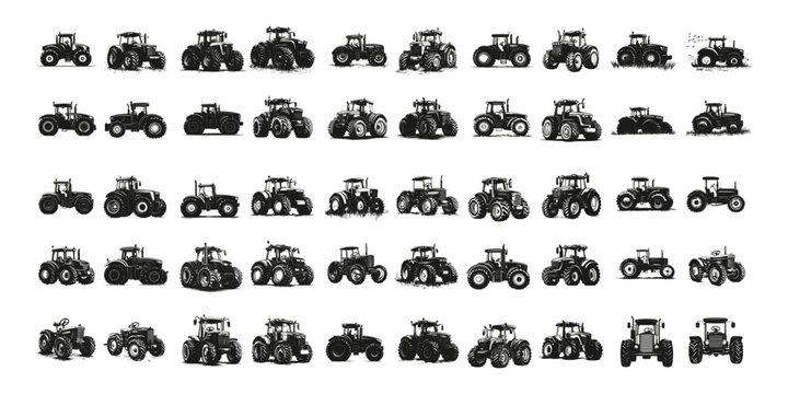 Set of collection tractor Isolated vector illustration editable