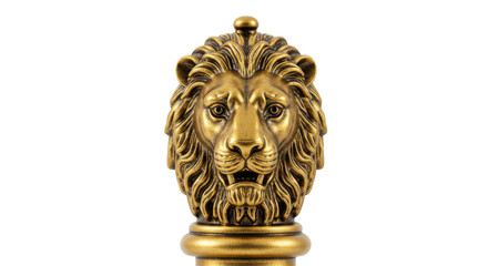 Golden Lion Head Statue isolated, PNG 