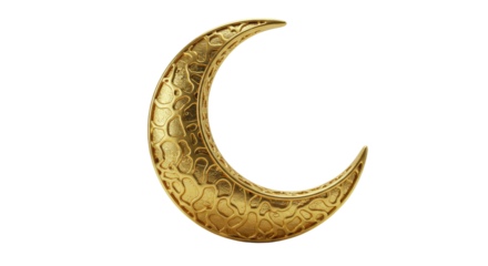 Golden Crescent Moon isolated, Gold Moon PNG 
