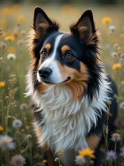 Fototapeta premium Portrait of a dog in a feild