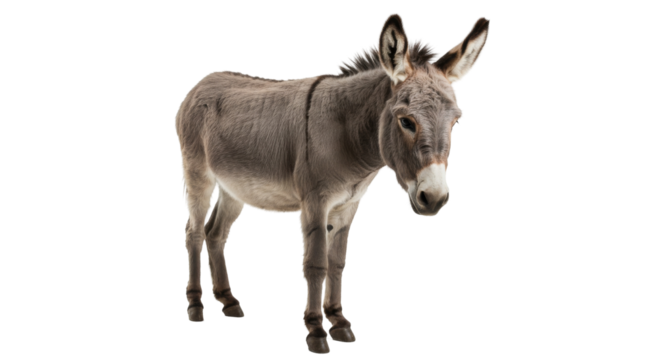 Donkey Standing Side View isolated on transparent background, Donkey PNG
