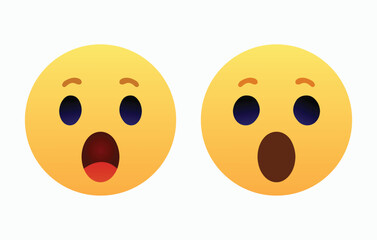 Set of surprised emoji face. shocked wow emoticon with open mouth , cute smiley emoticons feelings wonder and amazing. vector illustration
