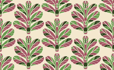Seamless  pattern with stylized decorative  in folk art style. Vintage ornamental print inspired by traditional motifs.