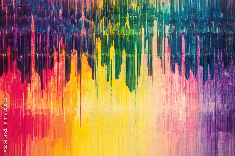 Poster vibrant soundwave pattern reflects energy and rhythm through colorful abstract design, abstract soun