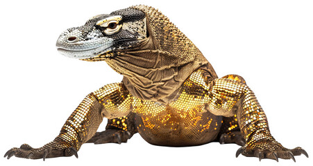 Komodo Dragon Showcases Dazzling Disco Suit in Striking Isolation