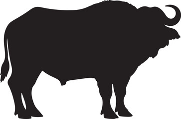 Cape Buffalo Silhouette Vector Illustration