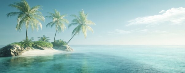 Obraz premium A beautiful tropical island surrounded by serene turquoise ocean water
