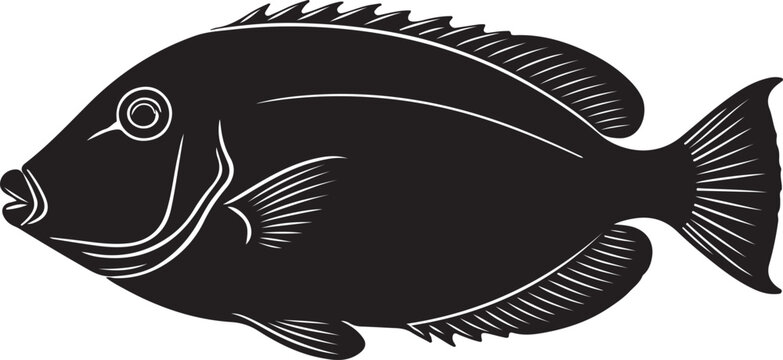 Harlequin Tuskfish Silhouette Vector Illustration