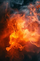 A mesmerizing display of orange and gray smoke swirling together against a dark background, creating an abstract visual that evokes warmth and mystery, ideal for artistic projects