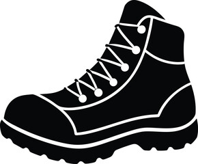 vector hiking boot with treads on white background 