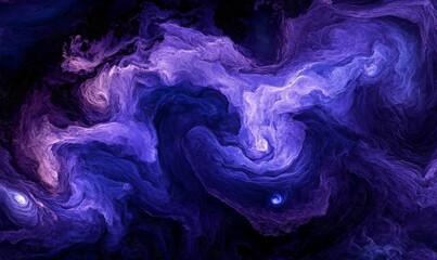 Tornado of swirling purple gas clouds against a deep blue black hole background, gas, space storm, dark matter, black hole