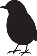 Ochre-breasted Antpitta Silhouette Vector Illustration