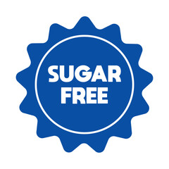 Sugar Free blue stamp Design for Health Conscious and Organic Product. No added sugar symbol, blue badge, tag or emblem isolated in circle design. Diabetic product. Vector illustration EPS 10