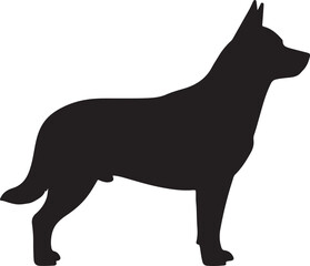 Queensland Heeler Dog Silhouette Vector Illustration
