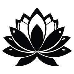 Stylized Lotus Flower Silhouette, Floral Icon, Elegant Blossom Design, Nature Art