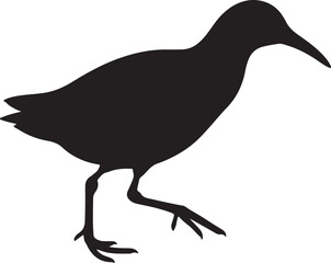 Rail Bird Silhouette Vector Illustration