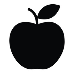 Silhouette of Apple – Black Vector Icon Isolated on White Background