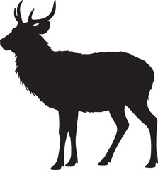 Sambar Deer Silhouette Vector Illustration