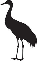 Sandhill Crane Silhouette Vector on White Background