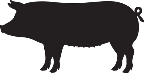 Tamworth Pig Silhouette Vector on White Background