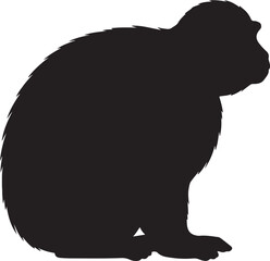 Tantalus Monkey Silhouette Vector on White Background