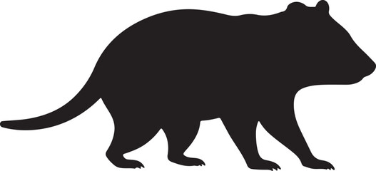 Tasmanian Devil Silhouette Vector on White Background