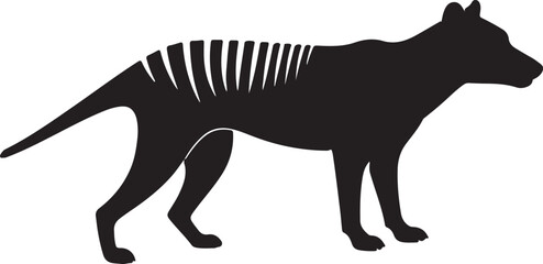 Tasmanian Tiger Silhouette Vector Illustration on White Background