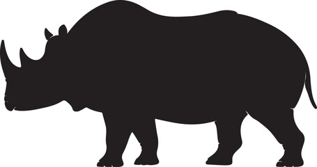 Uintatherium silhouette on white background