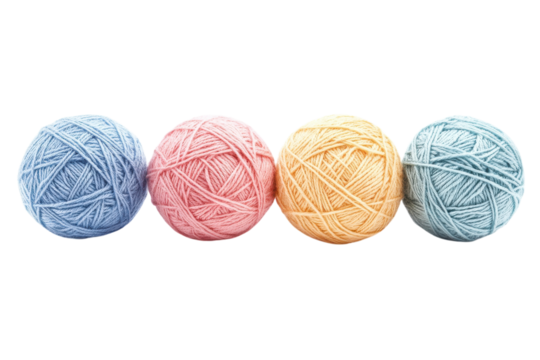 Pastel yarn balls in a row soft colors crafting supplies knitting crochet hobby DIY project home