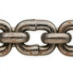 Fototapeta premium Close Up of Rusty Metal Chain Links Against White Background
