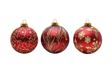 Elegant red Christmas ornaments gold detailing festive holiday decor perfect for tree winter season