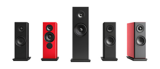 Pack of Home Theater Systems Against Transparent Background for Entertainment Setup, Home Cinema, or Audio Visual Design Projects